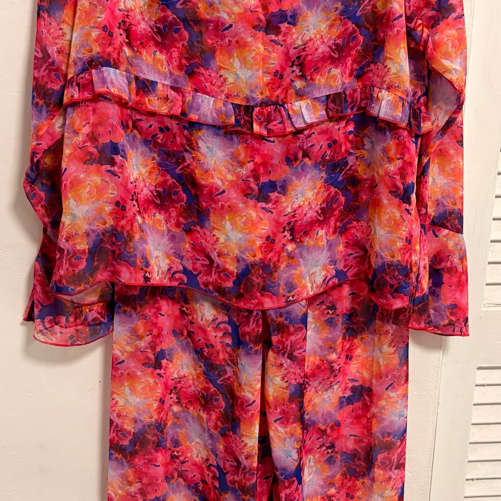 Arcobaleno Tie Dye Resort Set Pink Orange Beach Vacation 2 Piece SZ S/M Luxury - Picture 5 of 8